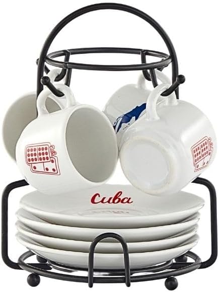 IMUSA 8 Piece Stoneware 1.5 Oz Cuba Espresso Coffee Set