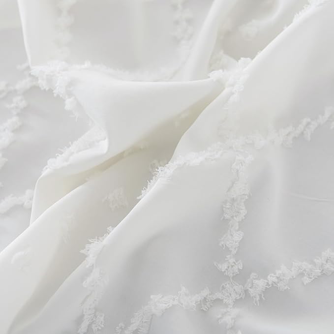 Bed Skirt Full Size Ruffled Bed Skirt with Split Corners, 18 Inch Drop Dust Ruffle Bed Skirts with Platform, Boho Tufted Shabby Chic Full Size Bed Skirts, Ivory