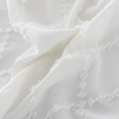 Bed Skirt King Size Ruffled Bed Skirt with Split Corners, 16 Inch Drop Dust Ruffle Bed Skirts with Platform, Boho Tufted Shabby Chic King Size Bed Skirts, Ivory