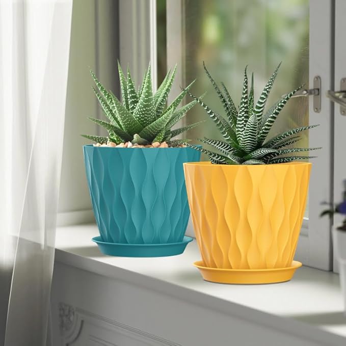 7 Inch Plant Pots 5 Pack, Flower Planters