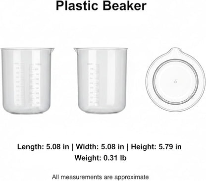 1000 mL Plastic Beaker, Shatter-Resistant Polypropylene Measuring Cup