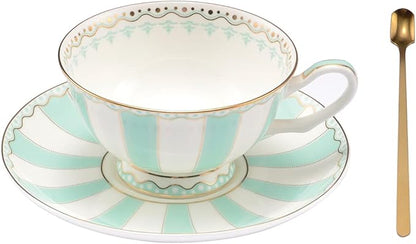 Bone China Tea Cup Set with Saucer Spoon