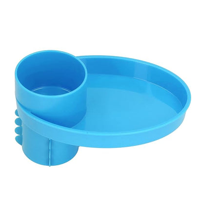 Snack Tray for Kids Car Seat with Secure and Sturdy Design, Versatile Usage, Compact and Portable Design, Easily Attachable, Cup Holder (Blue)