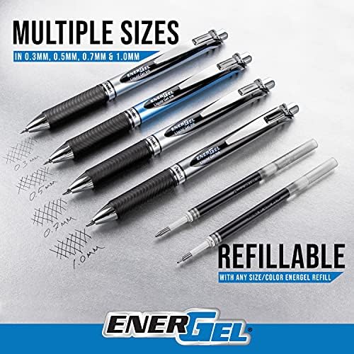 Pentel EnerGel RTX Liquid Gel Pen (0.7mm), Metal Tip, Red Ink, Box of 12 (BL77-B)