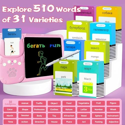 Writing Drawing Tablet with Talking Flash Cards - Russian Pink