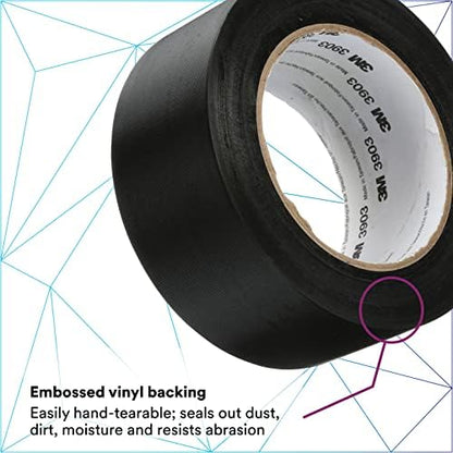 3M Vinyl Duct Tape 3903, Black, 2 in x 50 yd, 6.5 mil, 1 Roll
