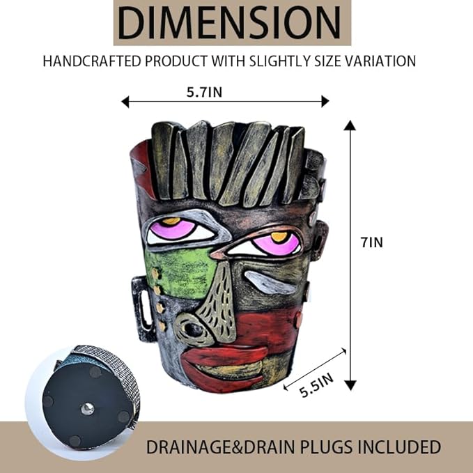 Abstract Face Planters Pots Head, Unique Head Planter