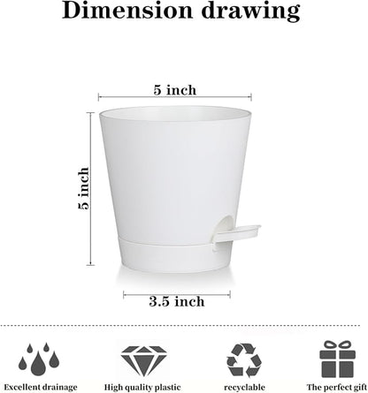5 Pack 5 inch Self-Watering Pots, African Violets Planter
