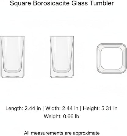 Drinking Cup Square Borosilicate Glass Tumbler Handleless Design