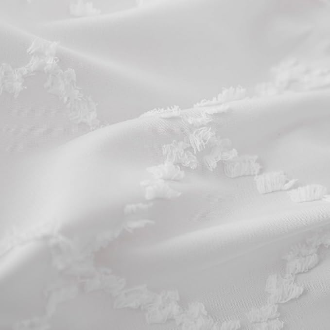 Bed Skirt Full Size Ruffled Bed Skirt with Split Corners, 14 Inch Drop Dust Ruffle Bed Skirts with Platform, Boho Tufted Shabby Chic Full Size Bed Skirts, White