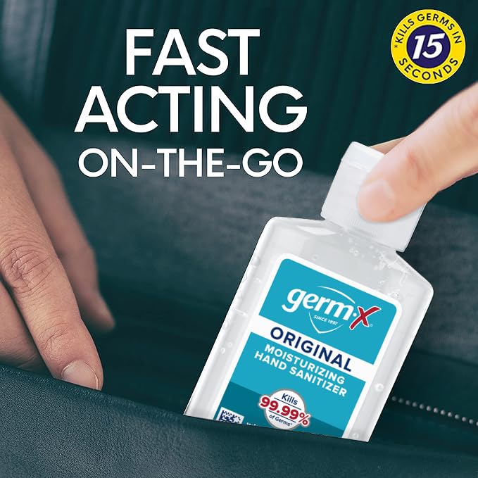Germ-X Original Hand Sanitizer, Non-Drying Moisturizing Gel with Vitamin E, Instant and No Rinse Formula, Bulk Mini Travel Size for On-The-Go, 2 Fl Oz (Display Pack of 6)