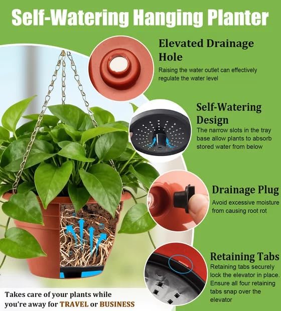Hanging Planters 10 Inch, Self Watering Hanging Basket
