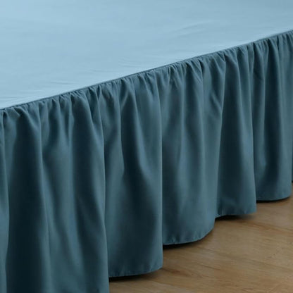 Bed Skirt Full Size Ruffled Bed Skirts with Split Corners, 18 Inch Drop Dust Ruffle Bed Skirt with Platform, Teal Blue, Full - 18" Drop