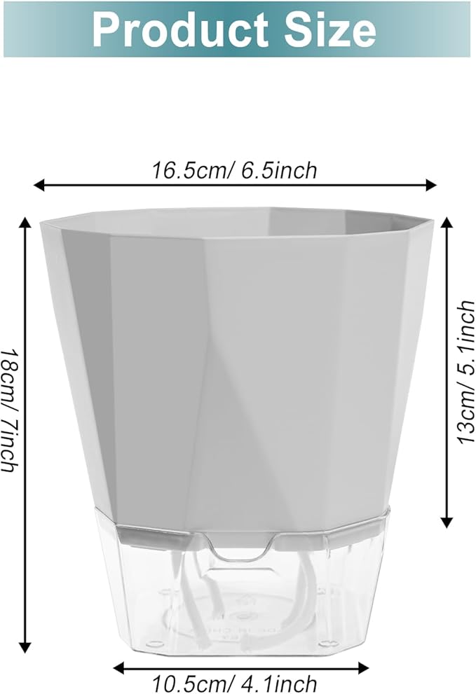 3 Pack Self Watering Flower Pots 6.5 Inch, Plant Pots