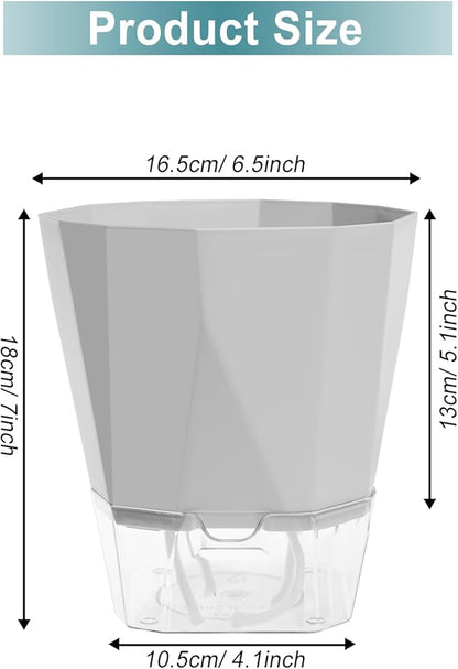 3 Pack Self Watering Flower Pots 6.5 Inch, Plant Pots