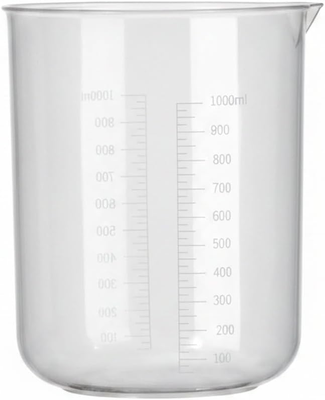 1000 mL Plastic Beaker, Shatter-Resistant Polypropylene Measuring Cup