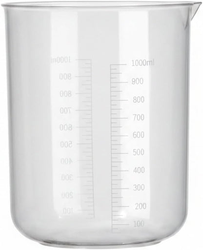 1000 mL Plastic Beaker, Shatter-Resistant Polypropylene Measuring Cup