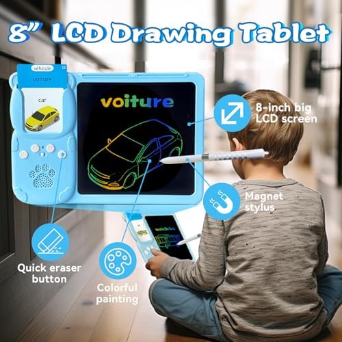Writing Drawing Tablet with Talking Flash Cards - French Blue
