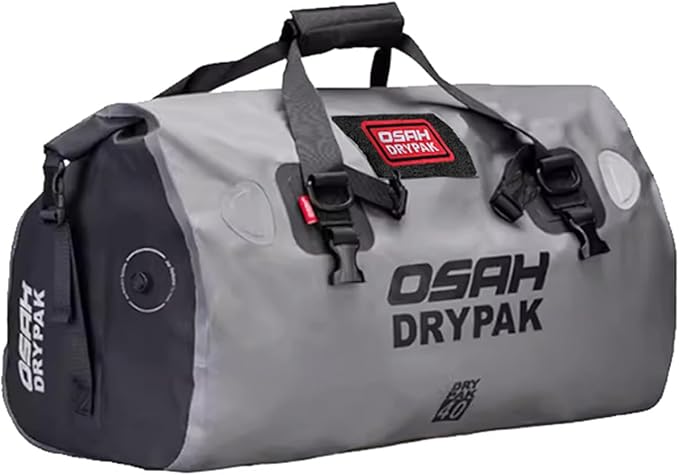 Waterproof Duffel& Luggage Bag - Motorcycle Dry Bag Tail Saddle Bags with Roll Top Closure,Large Storage Space,for Camping, Kayaking, Fishing & Traveling(Grey, 40L)