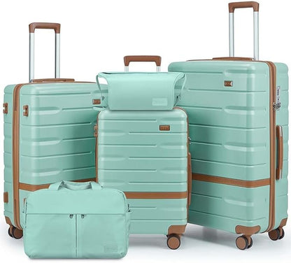 Luggage Sets 3 Piece with TSA Lock Hardside PC+ABS Carry On Suitcase with YKK Zippers Lightweight Rolling Travel Luggage Sets with Spinner Wheels (Green)