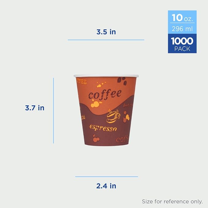 Karat 10 oz Paper Hot Coffee Cups Disposable, Leak-Resistant Double Poly-Lined