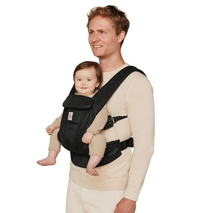 Ergobaby Omni Deluxe Baby Carrier Newborn to Toddler - Breathable Baby Carriers for Summer - All-Position Carrier with Enhanced Lumbar Support & Airflow (7-45 Pounds), Mesh, Onyx Black