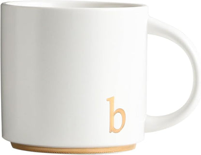 COLLECTIVE HOME Ceramic Coffee Mug, 15 oz Monogram Cup