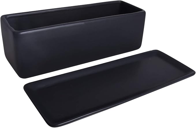 Vencer 12 Inch Rectangular Modern Minimalist Ceramic Succulent Planter Pot
