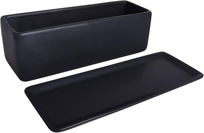 Vencer 12 Inch Rectangular Modern Minimalist Ceramic Succulent Planter Pot
