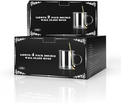 LIBWYS 12oz Double Wall Coffee Mugs