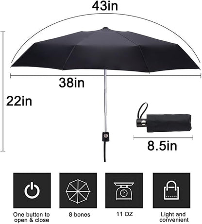 Goothdurs Automatic Mini Travel Windproof Umbrella Compact Auto Open/Close Small Lightweight Folding Rain Umbrellas for Women Men