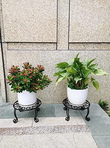 2 Pack Heavy Duty Iron Plant Stand, 11.8'' Diameter, Powder Coated, Sturdy &