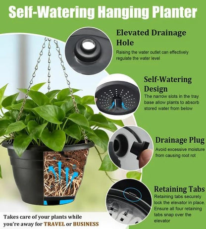 Hanging Planters 11 Inch, Self Watering Hanging Basket