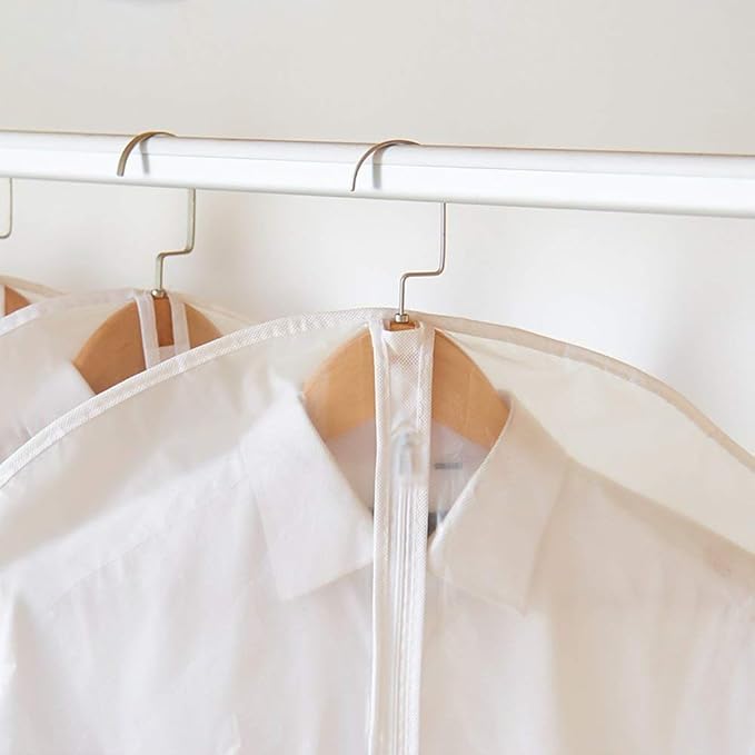 Garment Bag Clear for Long Dress 24'' x 60'' Zippered Garment Bags for Hanging Clothes White Breathable Full Zipper Dust Cover for Clothes Storage Closet Pack Of 6