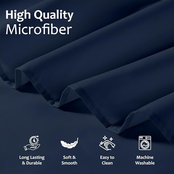 Shreem Linen Ruffled Bed Skirt with Split Corners, Gathered Style, 100% Microfiber, 28-Inch Drop, Dust Ruffle Bedskirt with Platform, Cal-King, Navy Blue