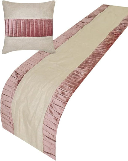 The HomeCentric King/Queen/Twin Purple Luxury Twin 53"x18" Bed Runner with Two Pillow Cover, Patchwork, Pintucks Bed Scarf on Velvet Fabric - Layer by Layer