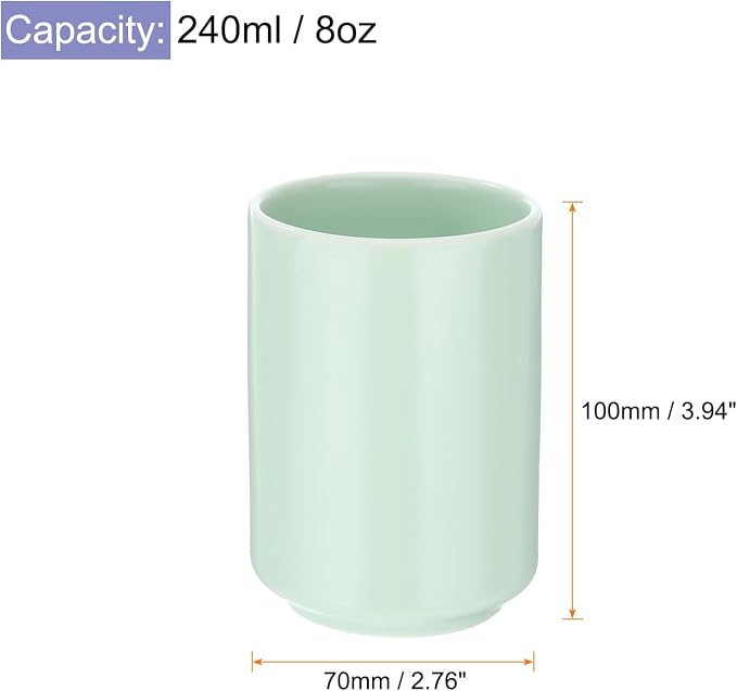 HARFINGTON Japanese Ceramic Tea Cups 8oz / 240ml Simple Solid Color No Handle