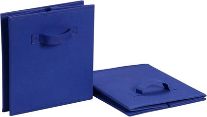 Amazon Basics Cube Organizer Storage Bins Handles, Collapsible Fabric, Pack of 6, 13"x13"x13", Navy