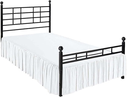 SlumberWell Queen Bed Skirt with Split Corners, Soft Microfiber, 12 Inch Drop, White Solid, Elegant Ruffled Design