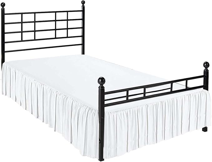 SlumberWell King Bed Skirt with Split Corners, Soft Microfiber, 21 Inch Drop, White Solid, Elegant Ruffled Design