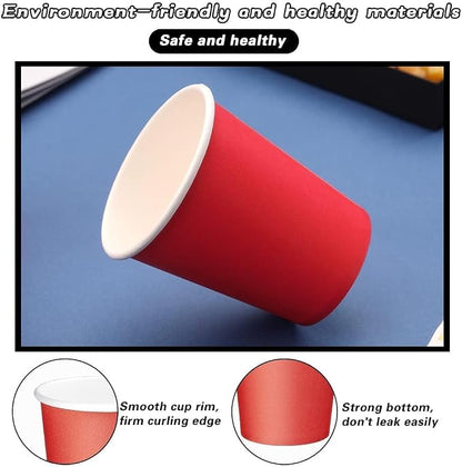 75 Pack 8 oz Disposable Paper Cups, Paper Coffee Cups-Red | Beverage Cups