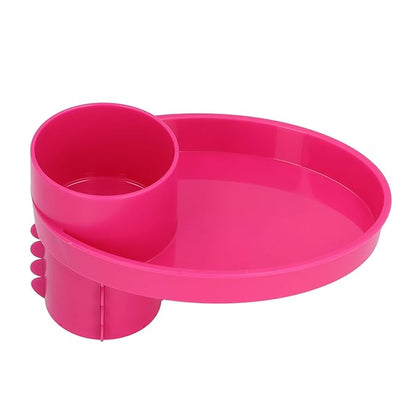 Snack Tray for Kids Car Seat with Secure and Sturdy Design, Versatile Usage, Compact and Portable Design, Easily Attachable, Cup Holder (Roseate)