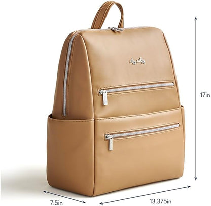Itzy Ritzy Eras Diaper Bag Backpack – Large Capacity Backpack Diaper Bag Featuring Sleek Design, 15 Pockets, Changing Pad, Stroller Straps, and Luggage Sleeve (Chai)