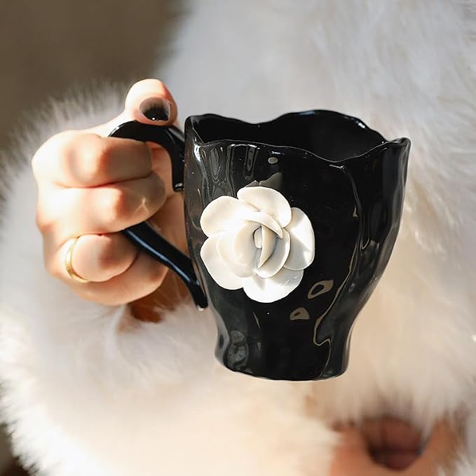 Ceramic Cute Coffee Cups, Handmade Flower Tea Mugs, Gifts