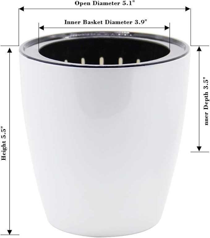 SAND MINE Self Watering Planter White Flower Pot