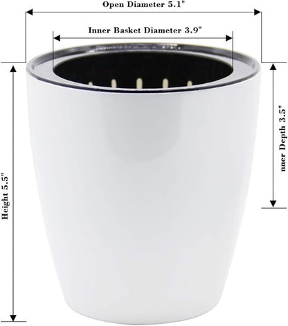SAND MINE Self Watering Planter White Flower Pot