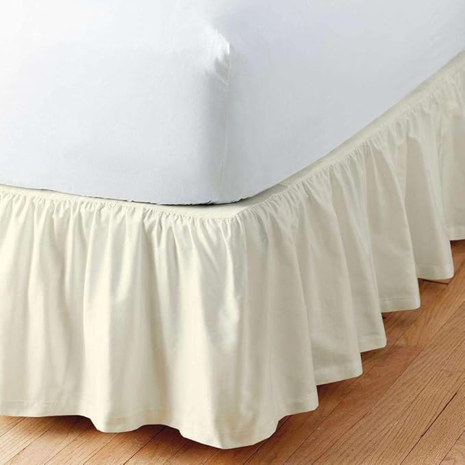 SlumberWell King Bed Skirt with Split Corners, Soft Microfiber, 21 Inch Drop, Ivory Solid, Elegant Ruffled Design