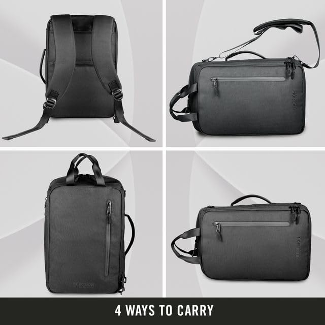 Kenneth Cole REACTION Abrasion-Resistant Parker Laptop Backpack, Black, 16" Convertible