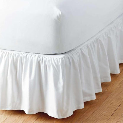 SlumberWell King Bed Skirt with Split Corners, Soft Microfiber, 22 Inch Drop, White Solid, Elegant Ruffled Design