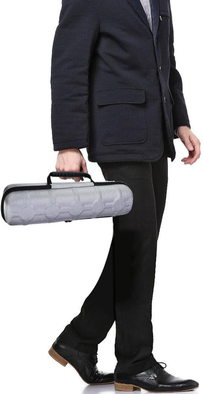 Juntan 5 Slots Hard Watch Travel Case, Portable Nylon Travel Watch Roll Case, Zipper Storage Organizer Box for Men Women with Soft Compressible Foam Pillow Silver